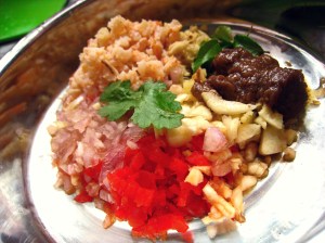 All the ingredients chopped, and arranged into an artists palette !