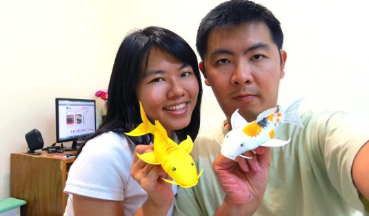 Our favourite Koi fishes and yours truly :)